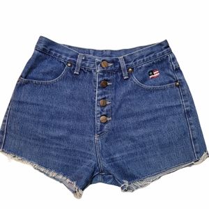 Mom Shorts Hi-Waist Button Fly Sz 7/8